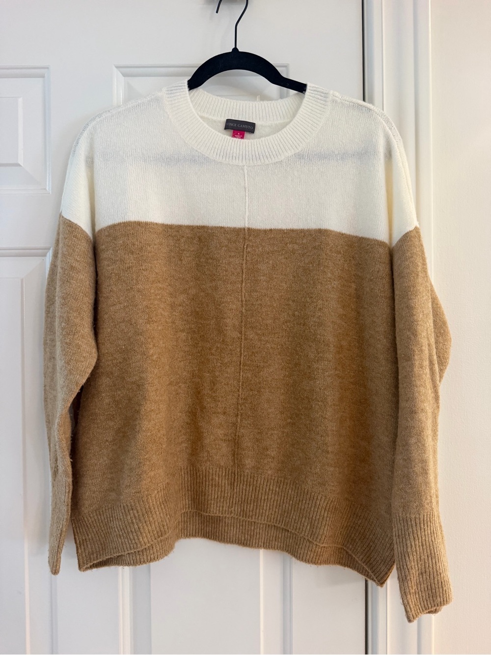 Vince Camuto White & Camel Colorblock Sweater